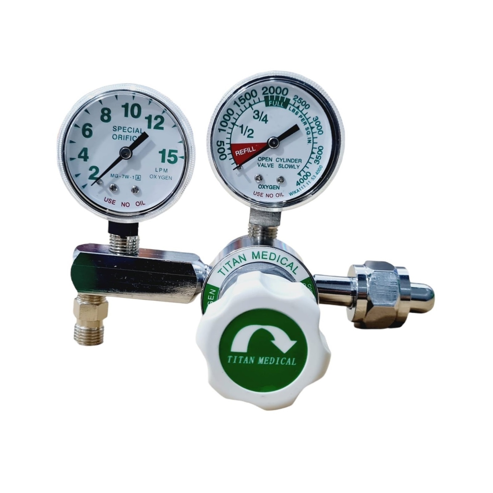 REGULADOR DE OXIGENO DE DOS RELOJES 0-15 LPM CGA-540 TITAN MEDICAL