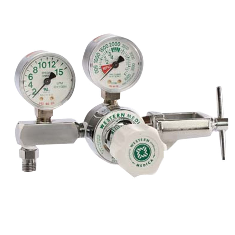 REGULADOR DE OXIGENO DE DOS RELOJES 0-15 LPM CGA-870 WESTERN MEDICA