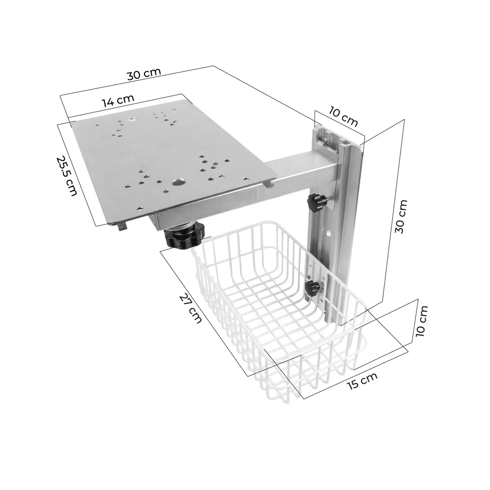 RACK DE PARED CON CANASTA PARA MONITOR EDAN