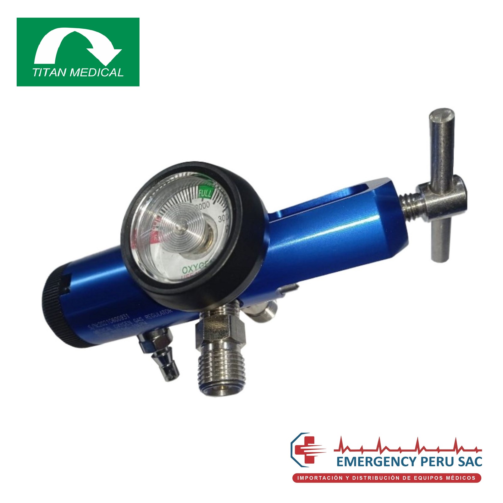 REGULADOR DE OXIGENO DE 3 SALIDAS 0-15 LPM CGA-870 TITAN MEDICAL